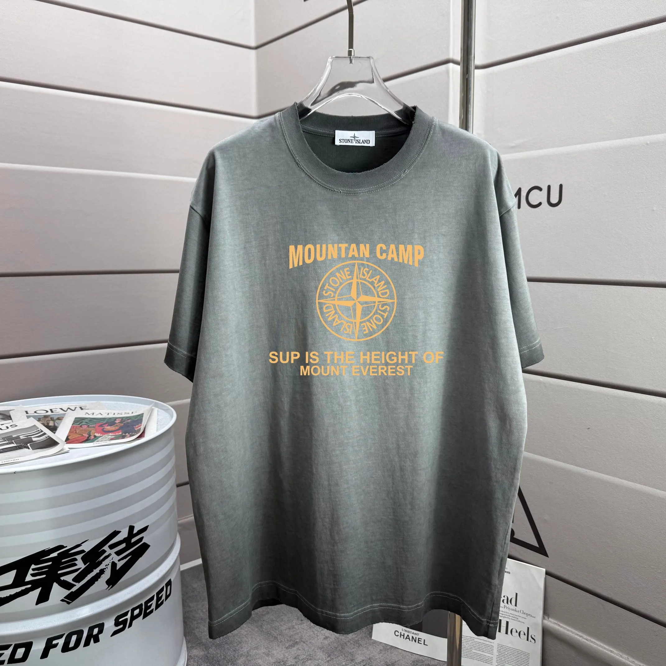 P160 Ston* islan* 石*岛 2025 autumn and winter new style, washed and worn 320g round neck short-sleeved tee, loose version for men and women, color: washed black, washed white, washed gray, washed brown gray Size: S M L XL XXL Size: S (90-130 catties) M (120-150 catties) L (140-165 catties) (160-180 catties) XXL (180-210 catties)